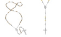 C&C Jewelry Macy's Madonna And Crucifix Rosary Necklace in Two-Tone Stainless Steel